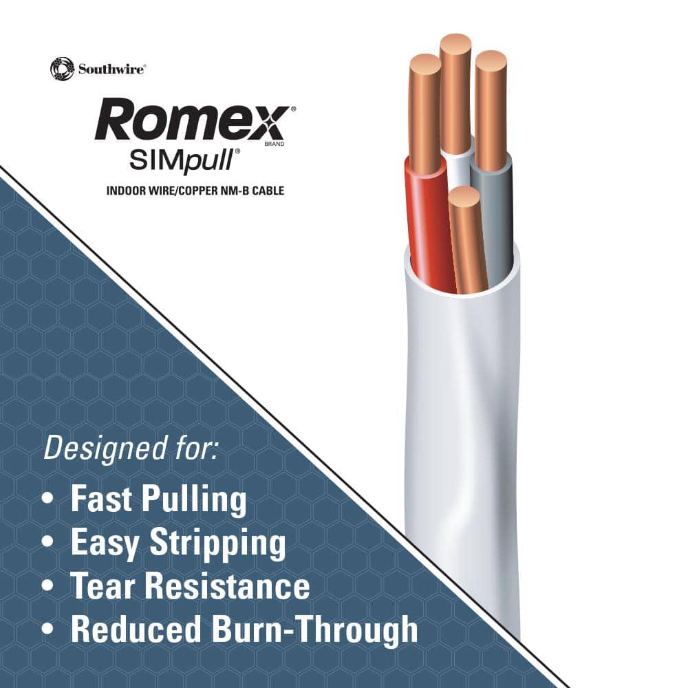 Southwire 100 ft. 14/2 Solid Romex SIMpull CU NM-B W/G Wire 28827428