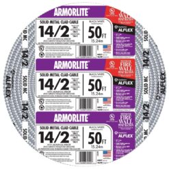 Southwire 14/2 x 50 ft. Solid CU MC (Metal Clad) Armorlite Cable 68579252