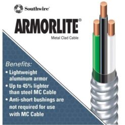 Southwire 14/2 x 50 ft. Solid CU MC (Metal Clad) Armorlite Cable 68579252