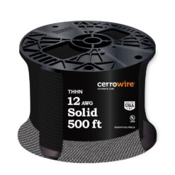 Cerrowire 500 ft. 12 Gauge Black Solid Copper THHN Wire 112-1651J
