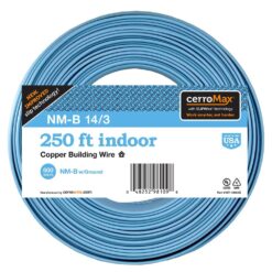 Cerrowire 250 ft. 14/3 Light Blue Solid CerroMax SLiPWire Copper NM -B Wire 147-14043G