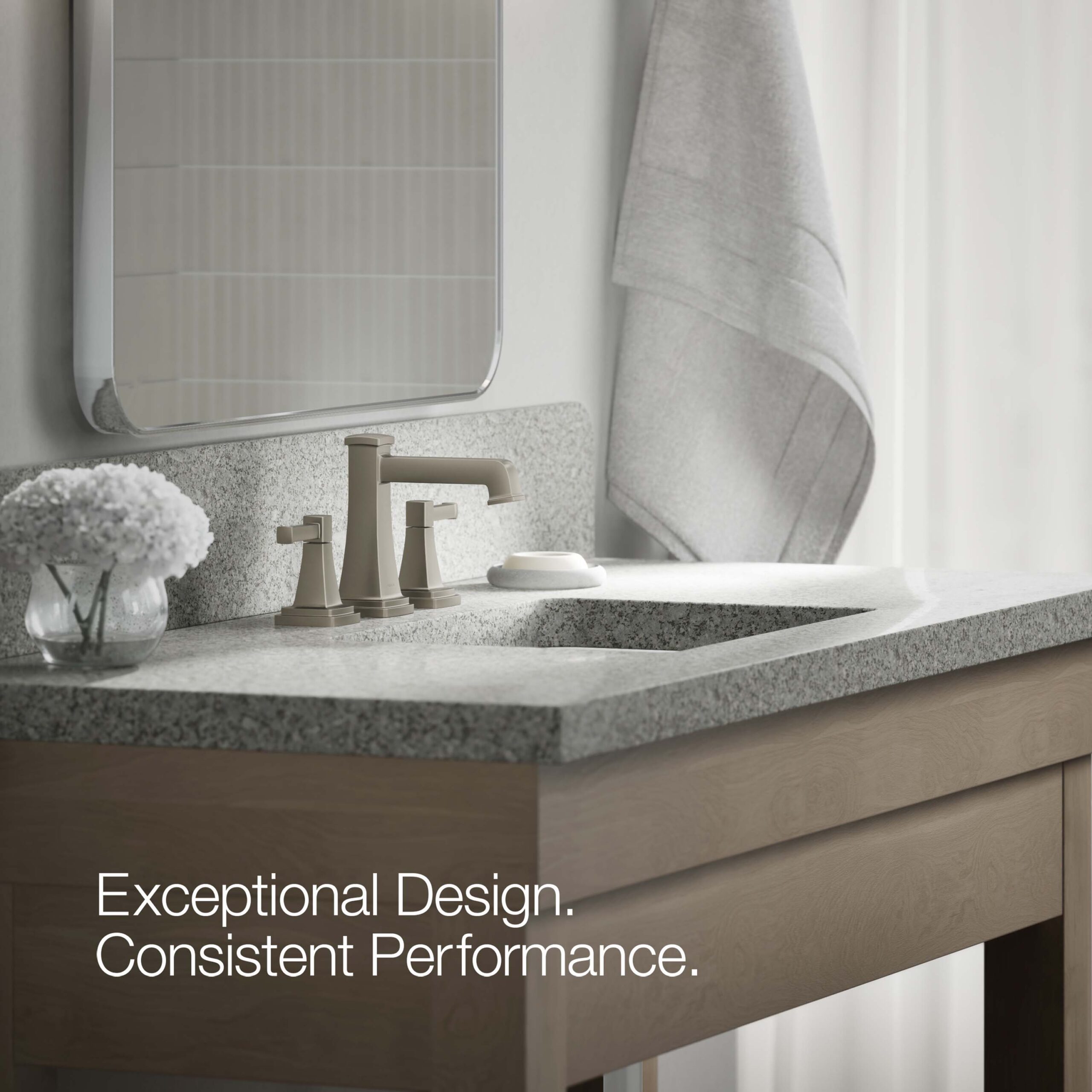 KOHLER Riff Vibrant Brushed Nickel Widespread 2-handle WaterSense Low-arc Residential Handle Bathroom Sink Faucet