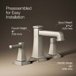 KOHLER Riff Vibrant Brushed Nickel Widespread 2-handle WaterSense Low-arc Residential Handle Bathroom Sink Faucet