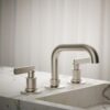 KOHLER Castia by Studio McGee Vibrant Brushed Nickel Widespread 2-handle Low-arc Residential Handle Bathroom Sink Faucet with Drain