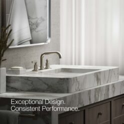 KOHLER Castia by Studio McGee Vibrant Brushed Nickel Widespread 2-handle Low-arc Residential Handle Bathroom Sink Faucet with Drain