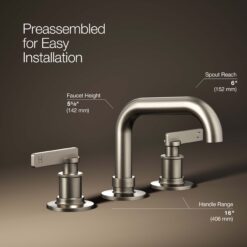 KOHLER Castia by Studio McGee Vibrant Brushed Nickel Widespread 2-handle Low-arc Residential Handle Bathroom Sink Faucet with Drain