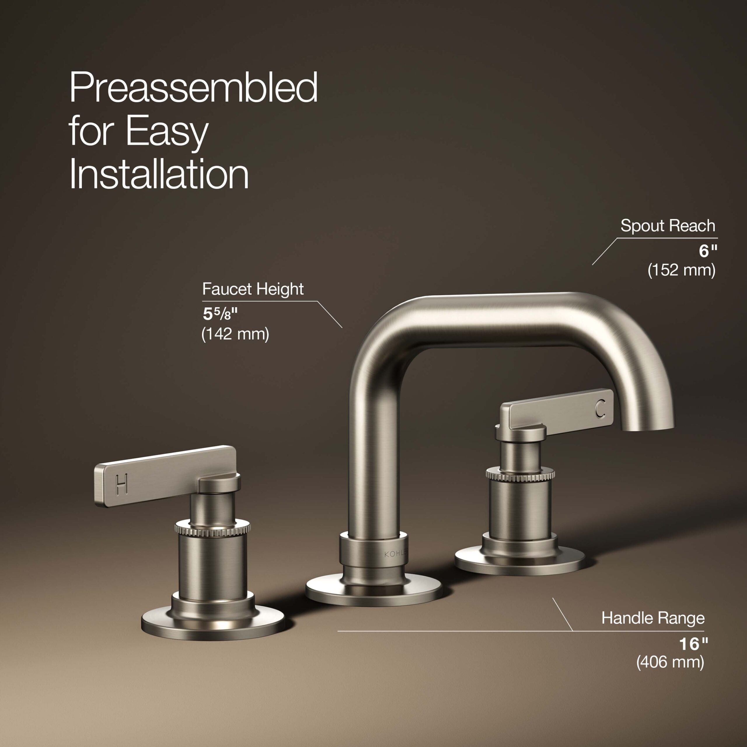 KOHLER Castia by Studio McGee Vibrant Brushed Nickel Widespread 2-handle Low-arc Residential Handle Bathroom Sink Faucet with Drain