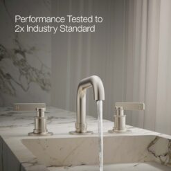 KOHLER Castia by Studio McGee Vibrant Brushed Nickel Widespread 2-handle Low-arc Residential Handle Bathroom Sink Faucet with Drain