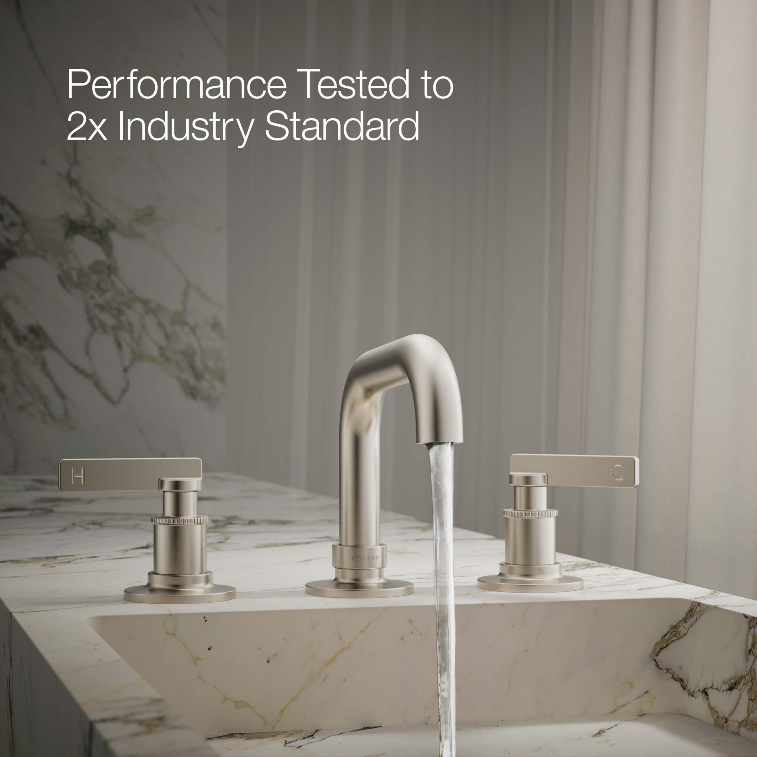 KOHLER Castia by Studio McGee Vibrant Brushed Nickel Widespread 2-handle Low-arc Residential Handle Bathroom Sink Faucet with Drain
