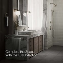 KOHLER Castia by Studio McGee Vibrant Brushed Nickel Widespread 2-handle Low-arc Residential Handle Bathroom Sink Faucet with Drain