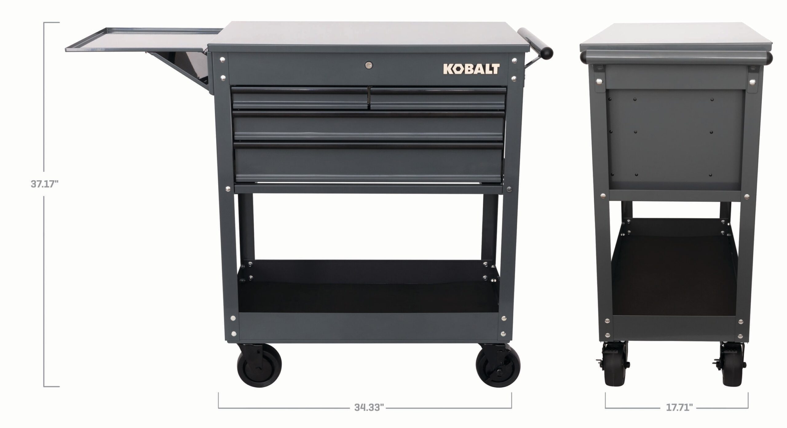 Kobalt 35-Inches W x 37.5-Inches H 4 -Drawer Steel Rolling Tool Cabinet ( Gray )