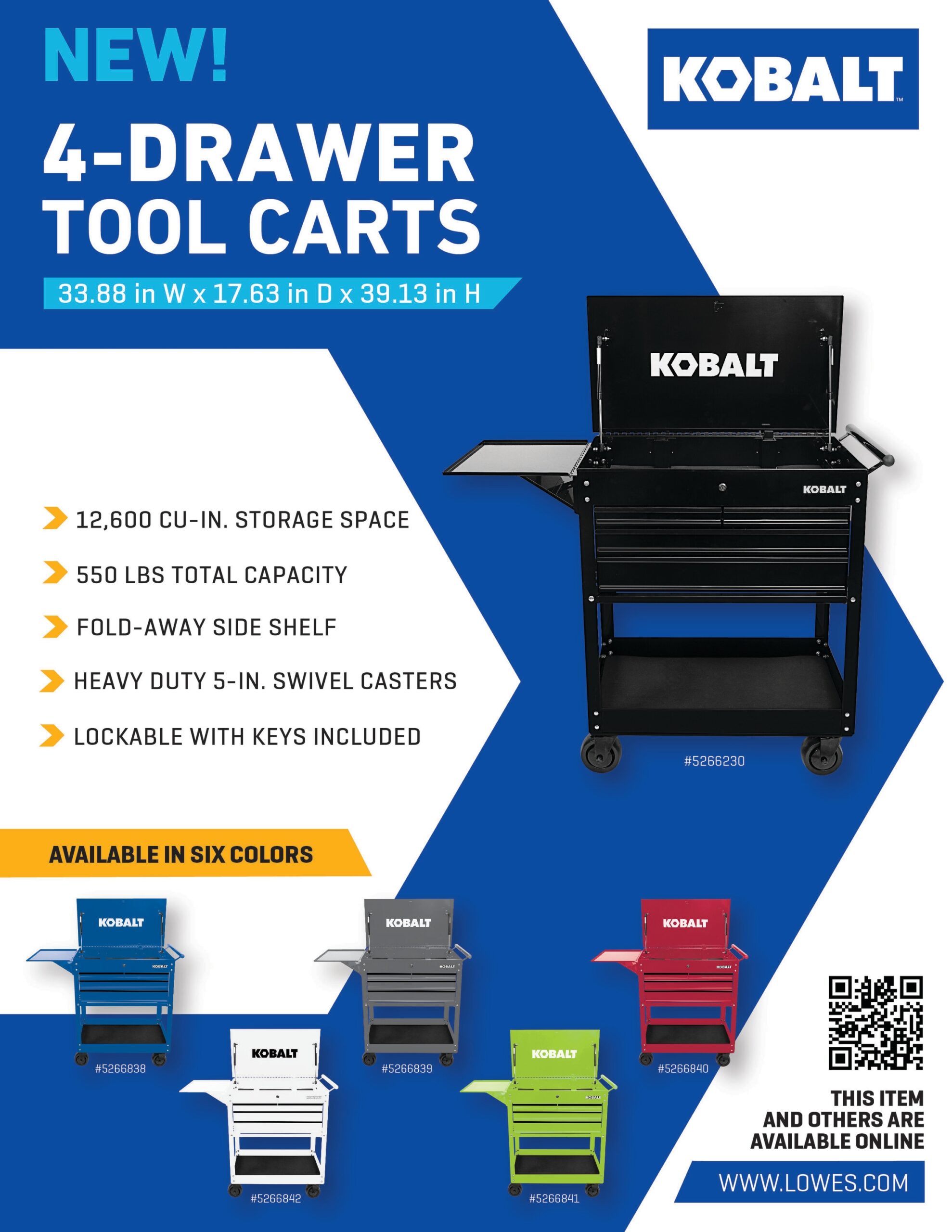 Kobalt 35-Inches W x 37.5-Inches H 4 -Drawer Steel Rolling Tool Cabinet ( Gray )