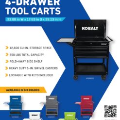 Kobalt 35-Inches W x 37.5-Inches H 4 -Drawer Steel Rolling Tool Cabinet ( Red )