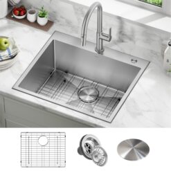 Kraus Standart PRO Dual-mount 25-in x 22-in Stainless steel Single bowl 2-Hole 16 -Gauge Kitchen Sink