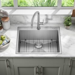 Kraus Standart PRO Dual-mount 25-in x 22-in Stainless steel Single bowl 2-Hole 16 -Gauge Kitchen Sink