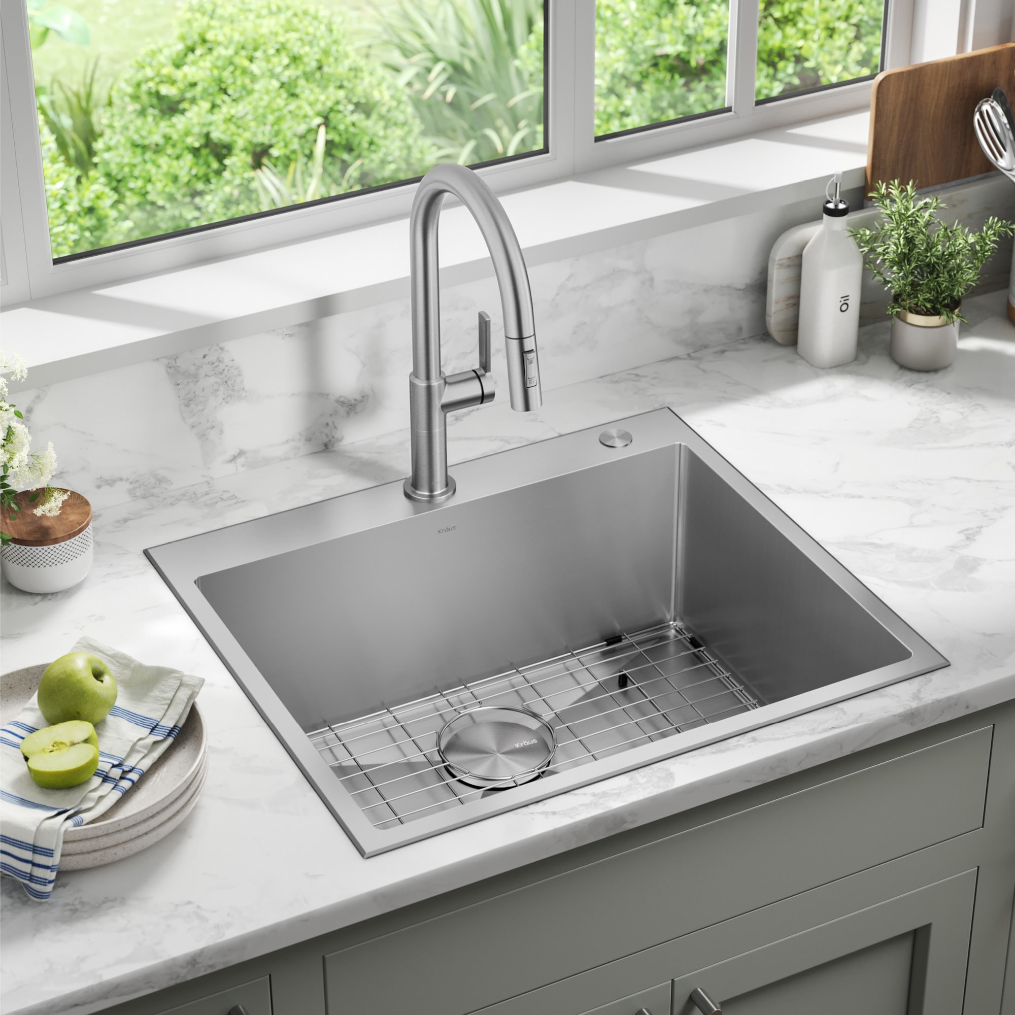 Kraus Standart PRO Dual-mount 25-in x 22-in Stainless steel Single bowl 2-Hole 16 -Gauge Kitchen Sink