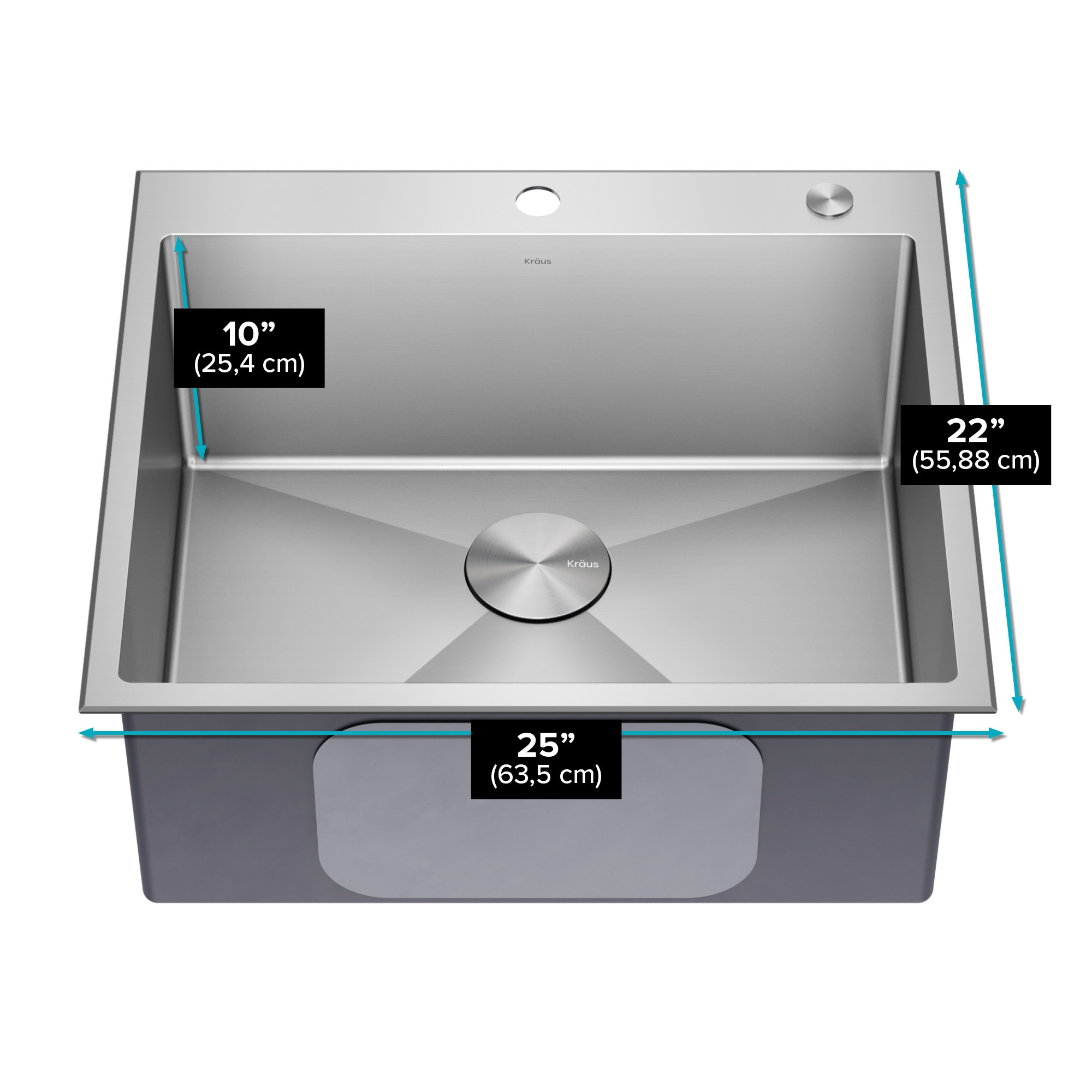 Kraus Standart PRO Dual-mount 25-in x 22-in Stainless steel Single bowl 2-Hole 16 -Gauge Kitchen Sink