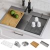 Kraus Kore Dual-mount 33-Inches x 22-Inches Stainless steel Single bowl 2-Hole 16 -Gauge Workstation Kitchen Sink