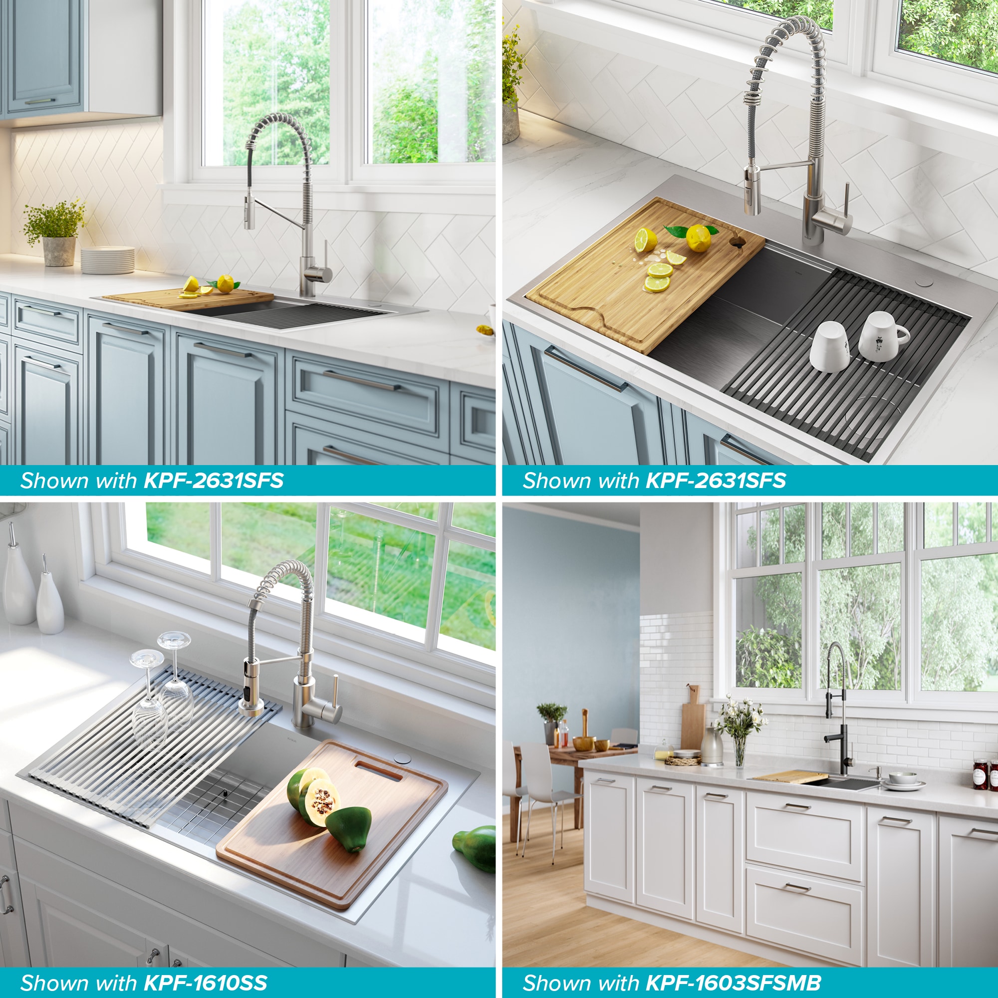 Kraus Kore Dual-mount 33-Inches x 22-Inches Stainless steel Single bowl 2-Hole 16 -Gauge Workstation Kitchen Sink