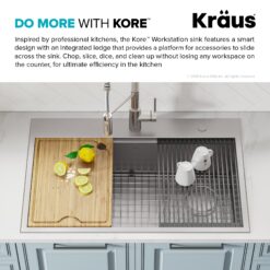 Kraus Kore Dual-mount 33-Inches x 22-Inches Stainless steel Single bowl 2-Hole 16 -Gauge Workstation Kitchen Sink