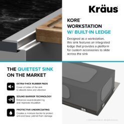Kraus Kore Dual-mount 33-Inches x 22-Inches Stainless steel Single bowl 2-Hole 16 -Gauge Workstation Kitchen Sink