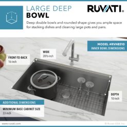 Ruvati Roma Undermount 30-Inches x 19-Inches Stainless steel Single bowl 16 -Gauge Workstation Kitchen Sink