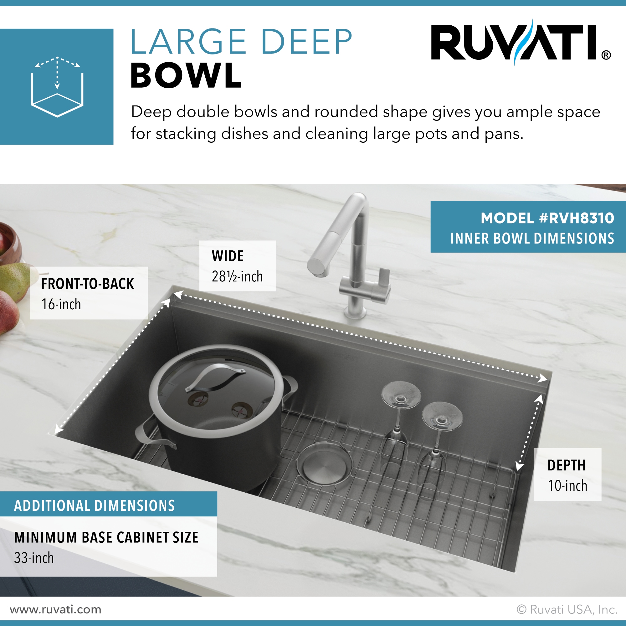 Ruvati Roma Undermount 30-Inches x 19-Inches Stainless steel Single bowl 16 -Gauge Workstation Kitchen Sink