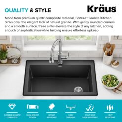 Kraus Forteza Dual-mount 33-Inches x 22-Inches Granite Single bowl 1-Hole Kitchen Sink