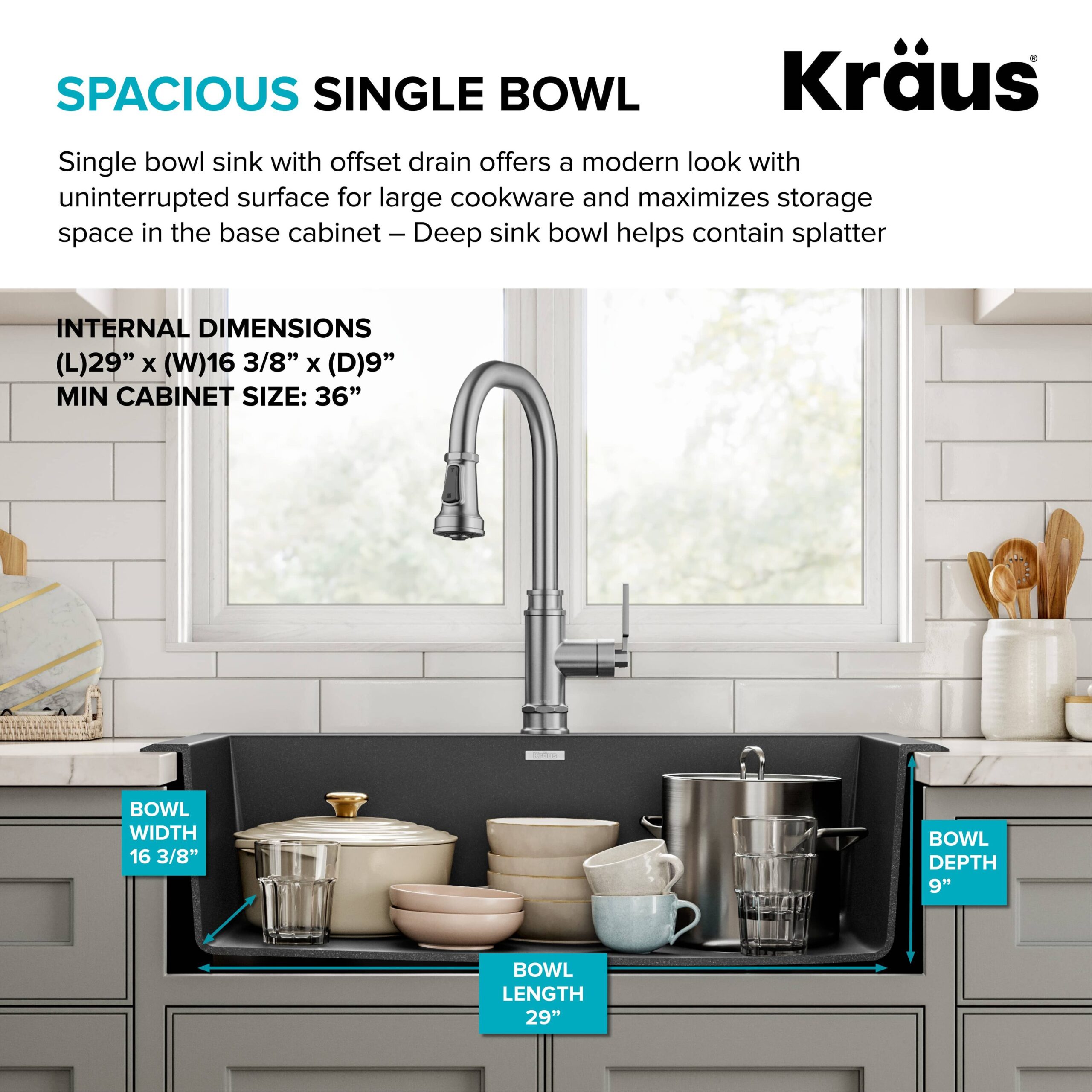 Kraus Forteza Dual-mount 33-Inches x 22-Inches Granite Single bowl 1-Hole Kitchen Sink