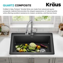 Kraus Forteza Dual-mount 33-Inches x 22-Inches Granite Single bowl 1-Hole Kitchen Sink