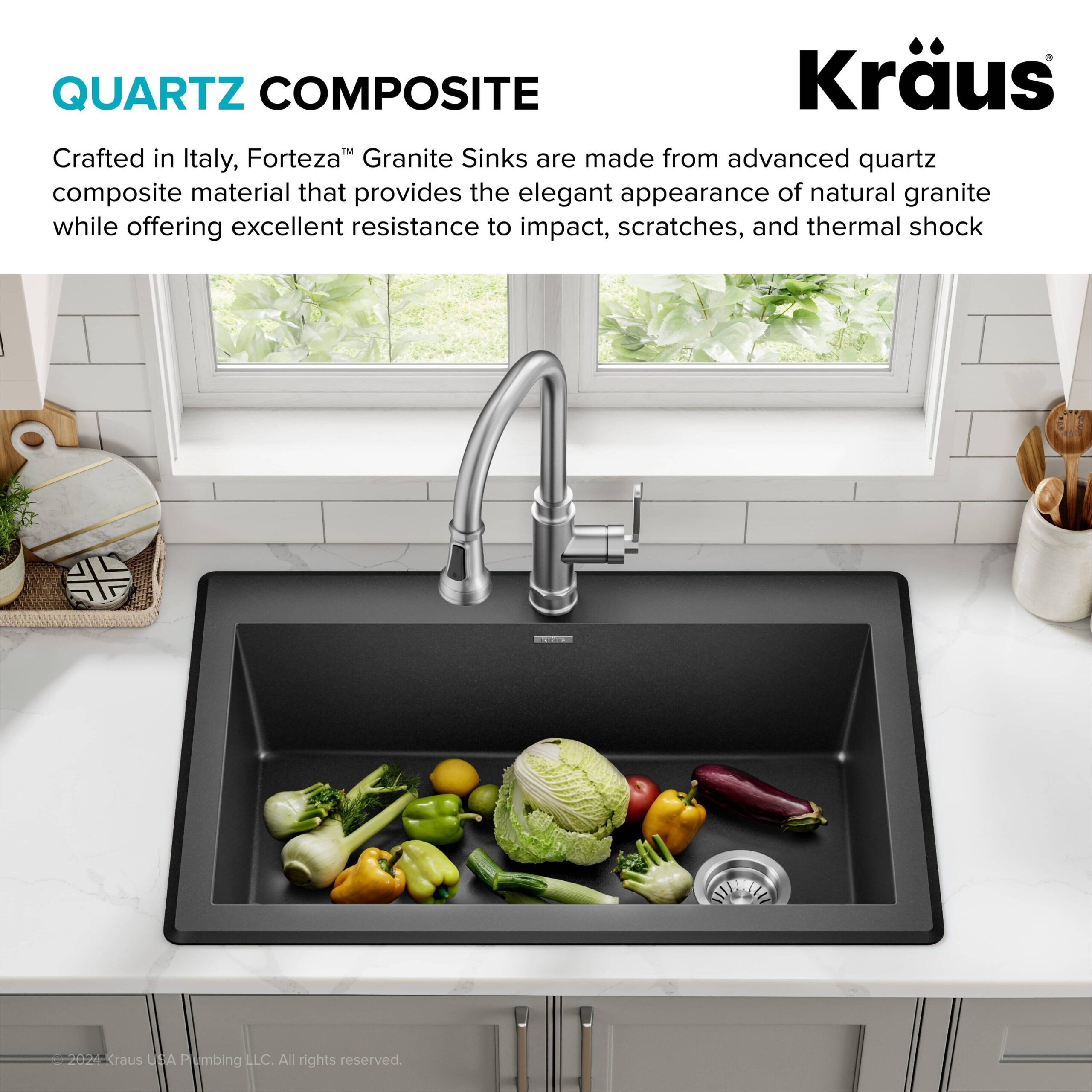Kraus Forteza Dual-mount 33-Inches x 22-Inches Granite Single bowl 1-Hole Kitchen Sink