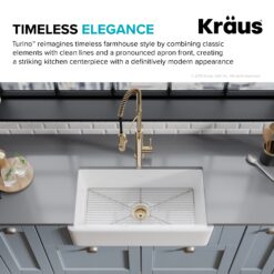 Kraus Turino Farmhouse apron front 33-Inches x 18.25-Inches Fireclay Single bowl Kitchen Sink