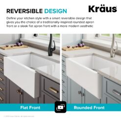 Kraus Turino Farmhouse apron front 33-Inches x 18.25-Inches Fireclay Single bowl Kitchen Sink