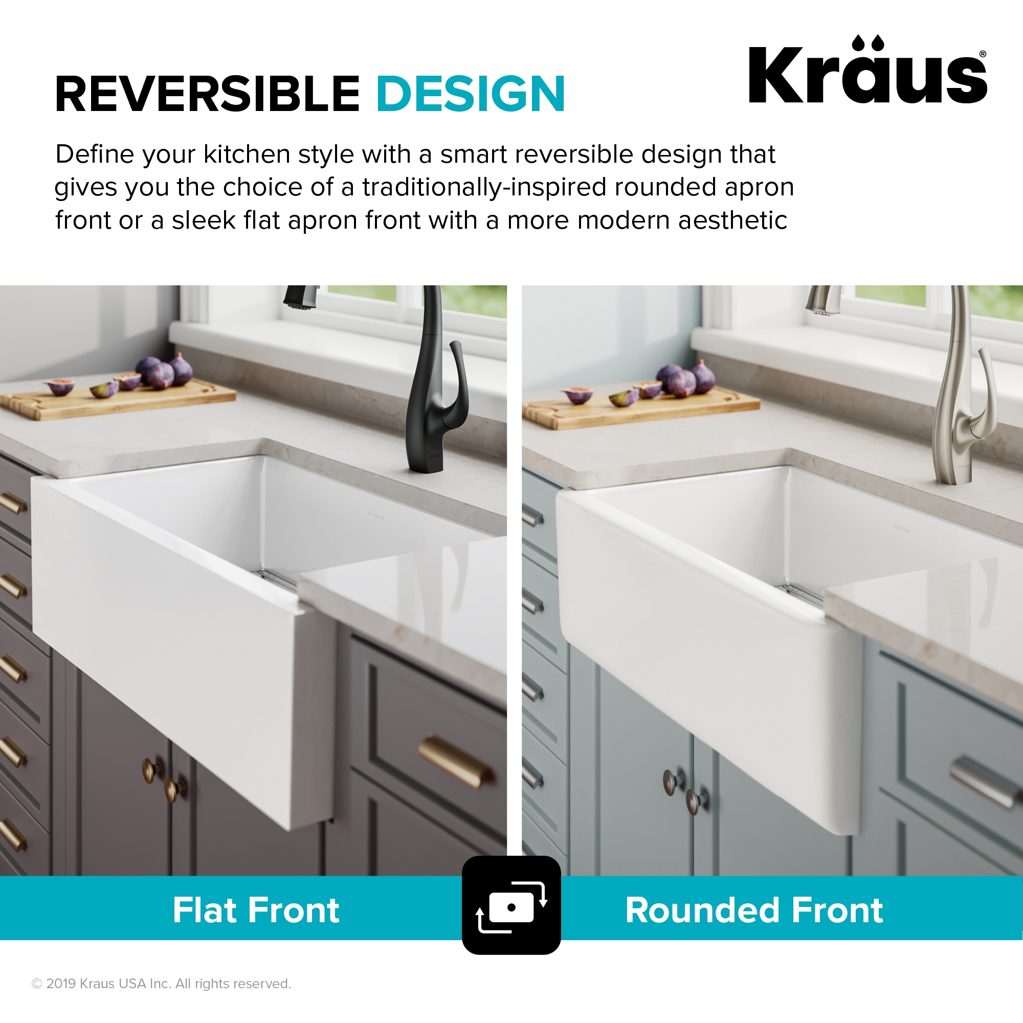 Kraus Turino Farmhouse apron front 33-Inches x 18.25-Inches Fireclay Single bowl Kitchen Sink