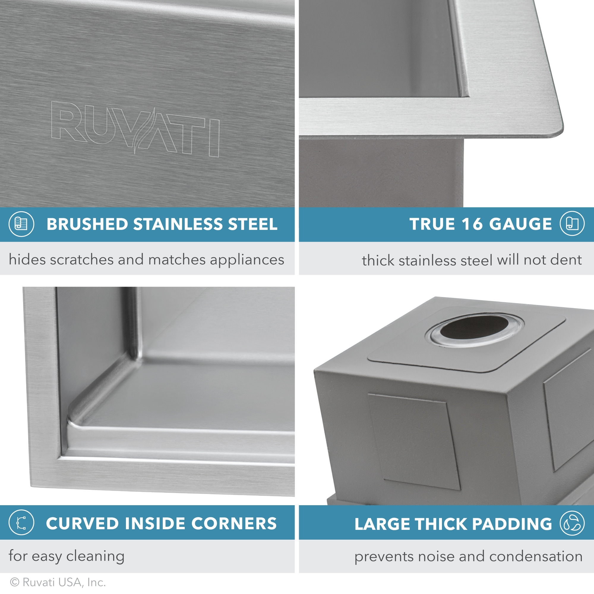 Ruvati Roma Undermount 33-Inches x 19-Inches Stainless steel Double equal bowl 16 -Gauge Workstation Kitchen Sink