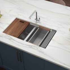 Ruvati Roma Undermount 33-Inches x 19-Inches Stainless steel Double equal bowl 16 -Gauge Workstation Kitchen Sink