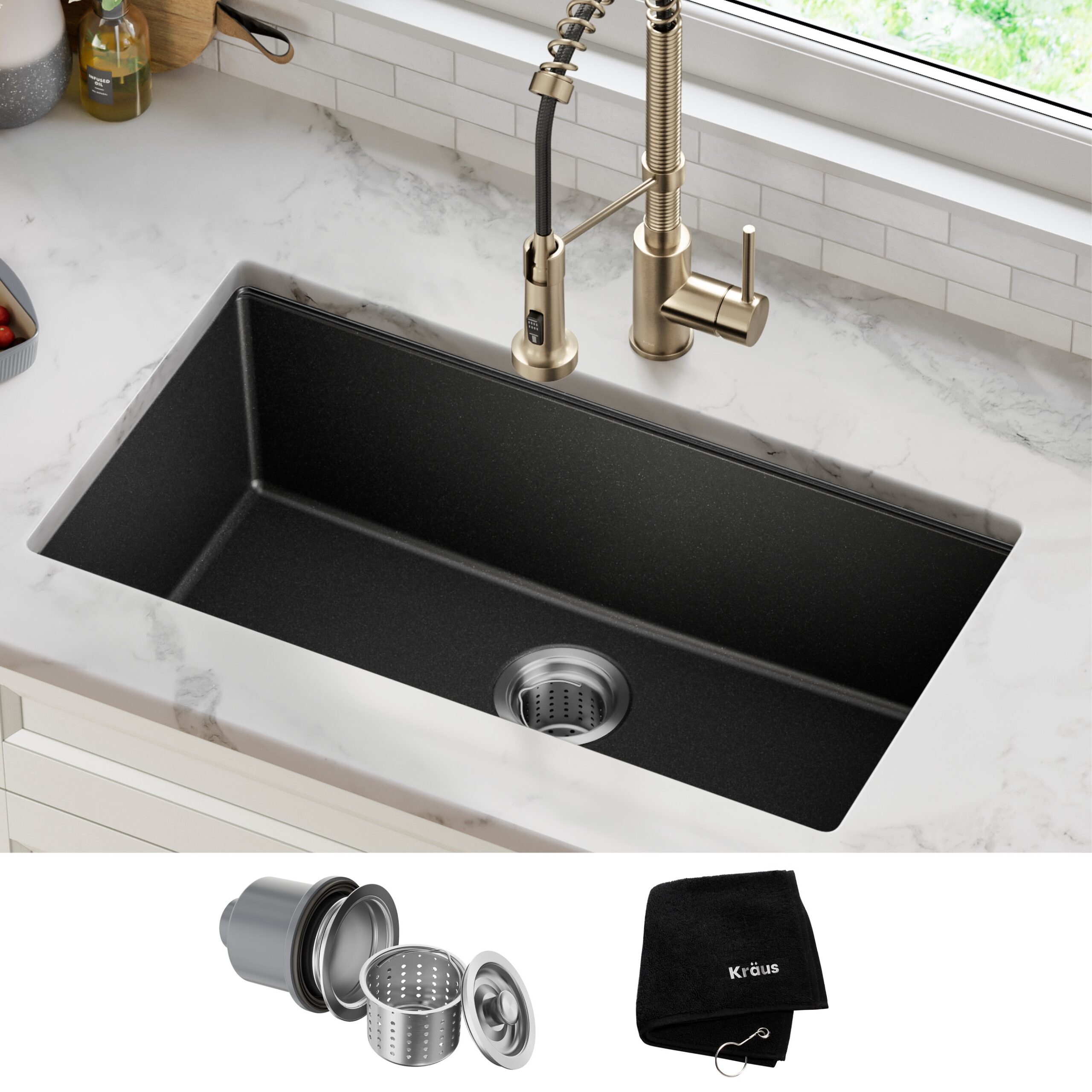 Kraus Undermount 31.5-Inches x 17-Inches Granite Single bowl Kitchen Sink