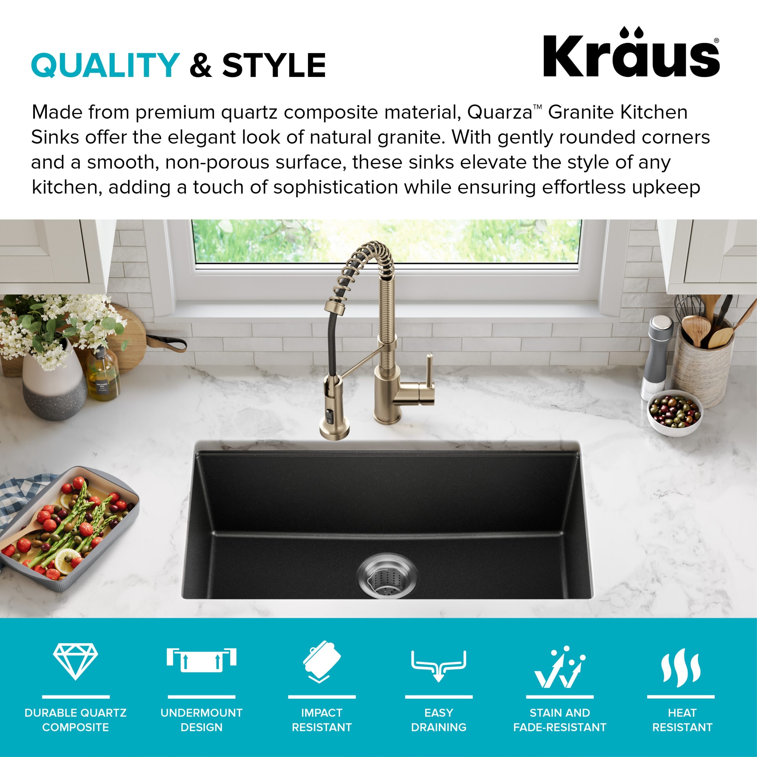 Kraus Undermount 31.5-Inches x 17-Inches Granite Single bowl Kitchen Sink