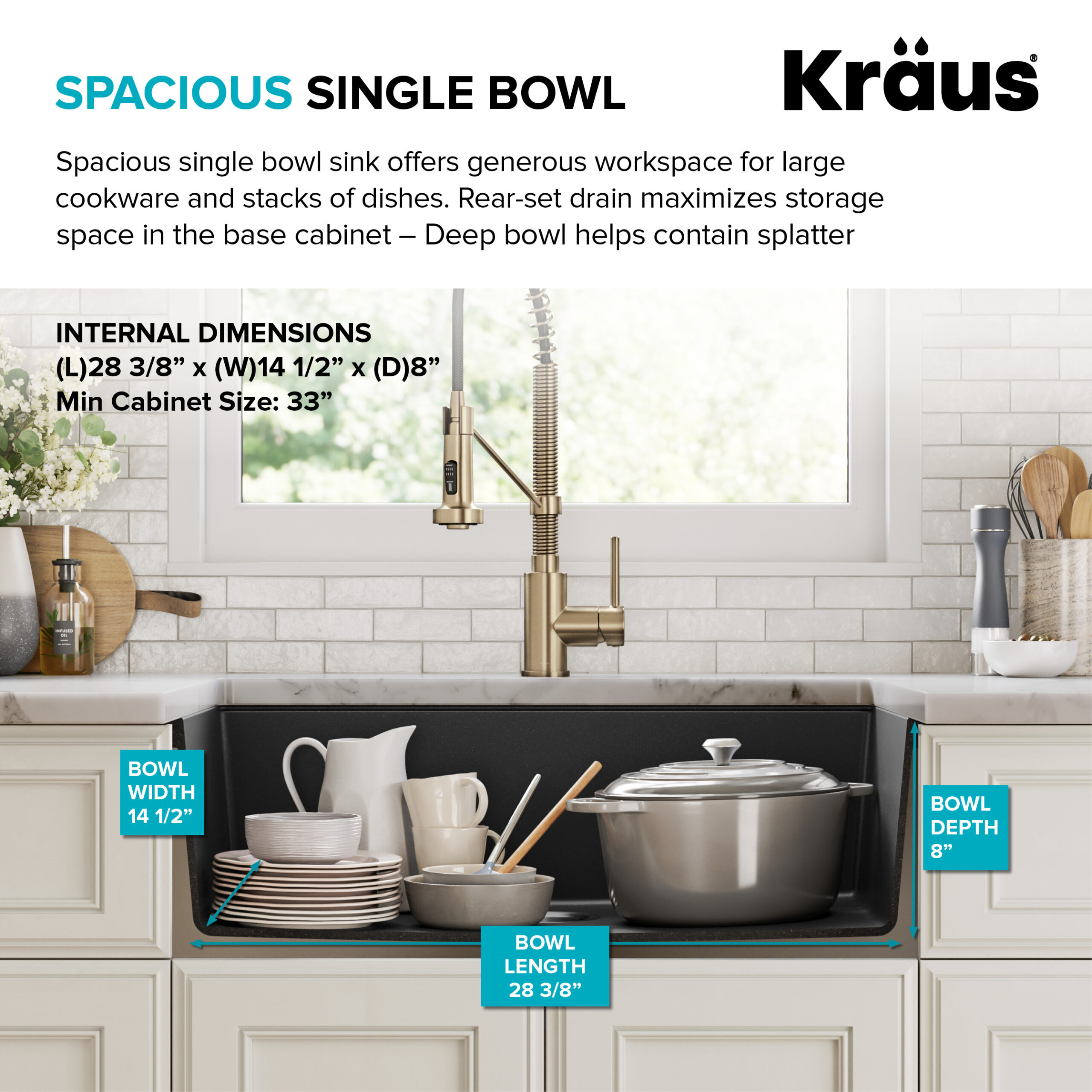 Kraus Undermount 31.5-Inches x 17-Inches Granite Single bowl Kitchen Sink