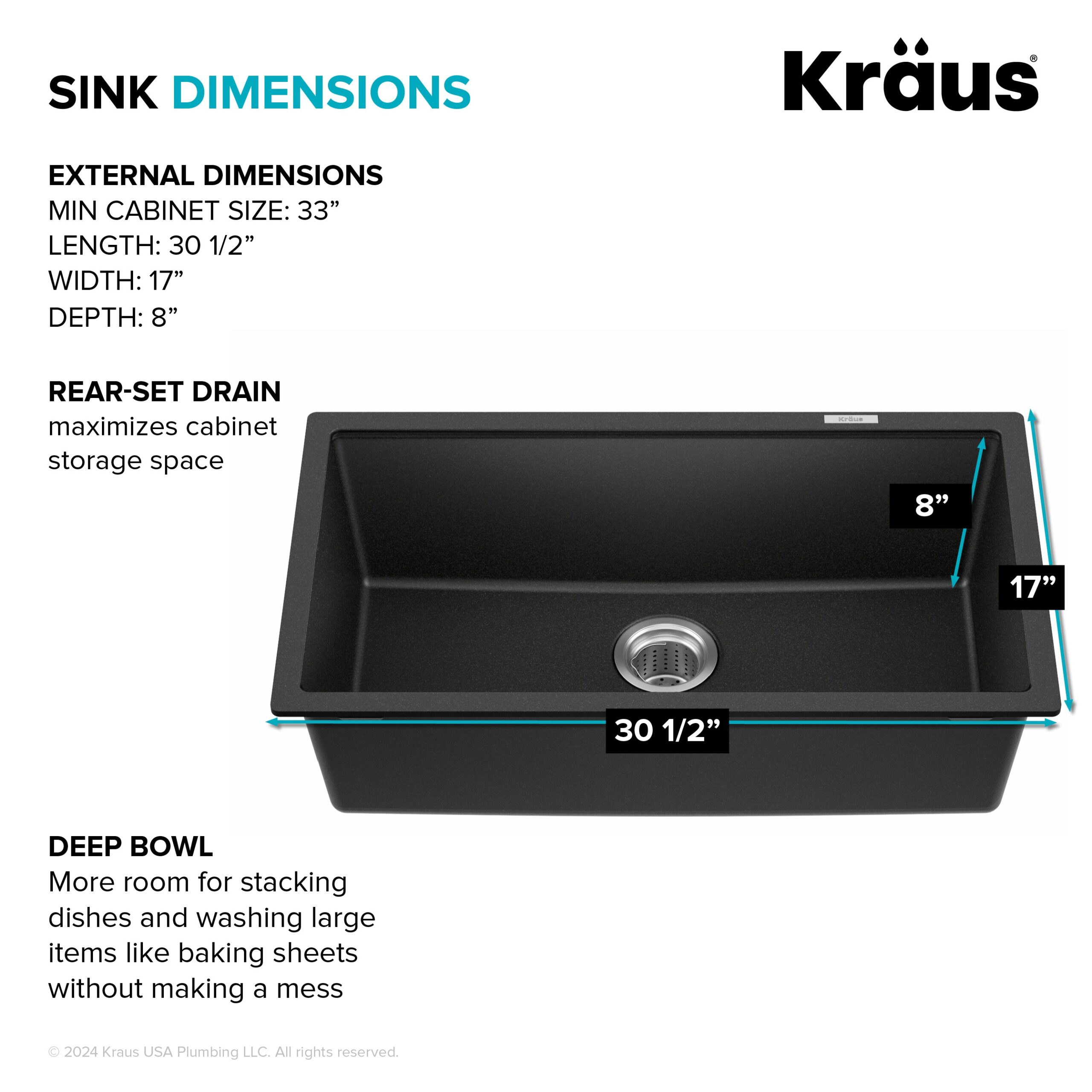 Kraus Undermount 31.5-Inches x 17-Inches Granite Single bowl Kitchen Sink