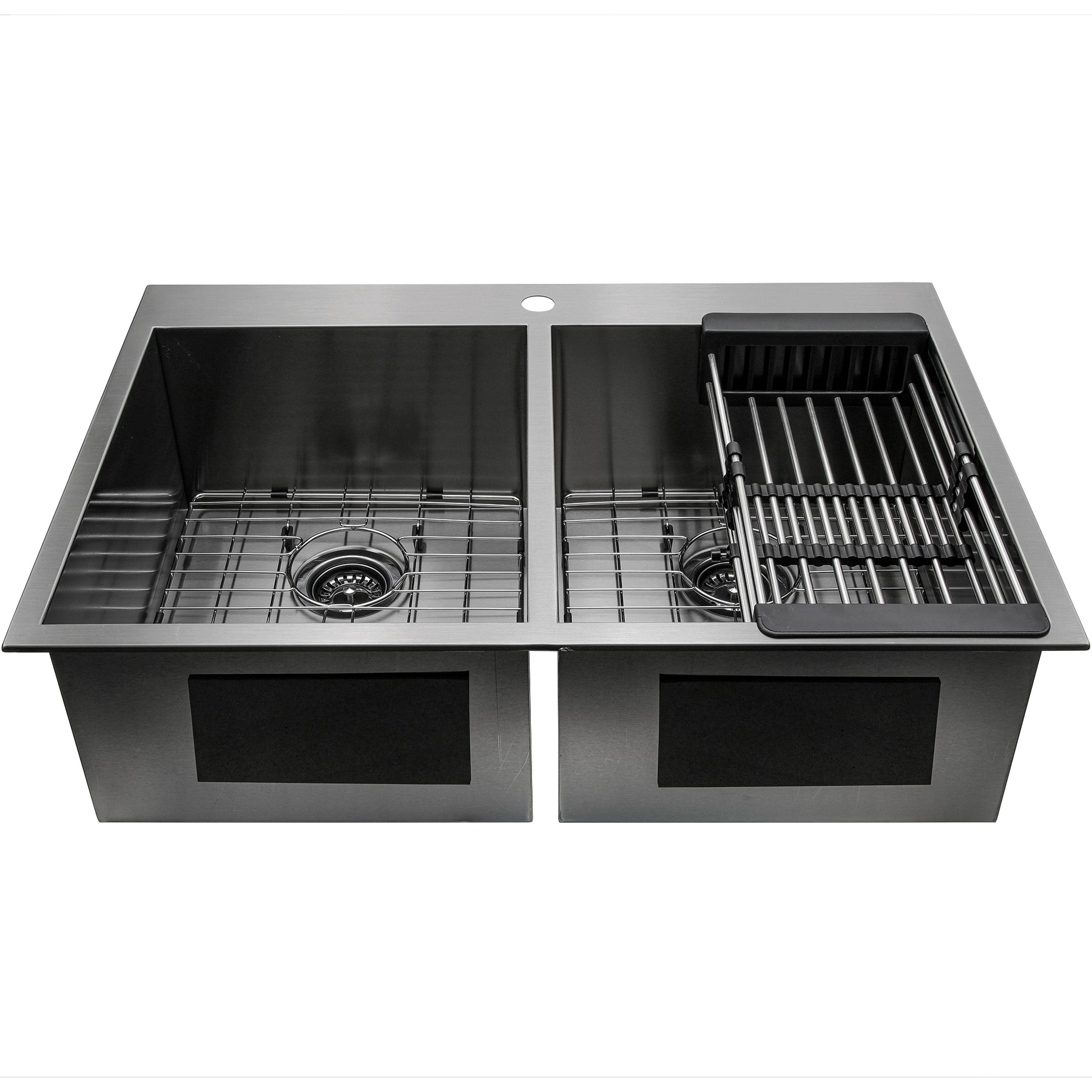 AKDY Drop-in 33-Inches x 22-Inches Stainless steel Double equal bowl 1-Hole 18 -Gauge Kitchen Sink All-in-One Kit