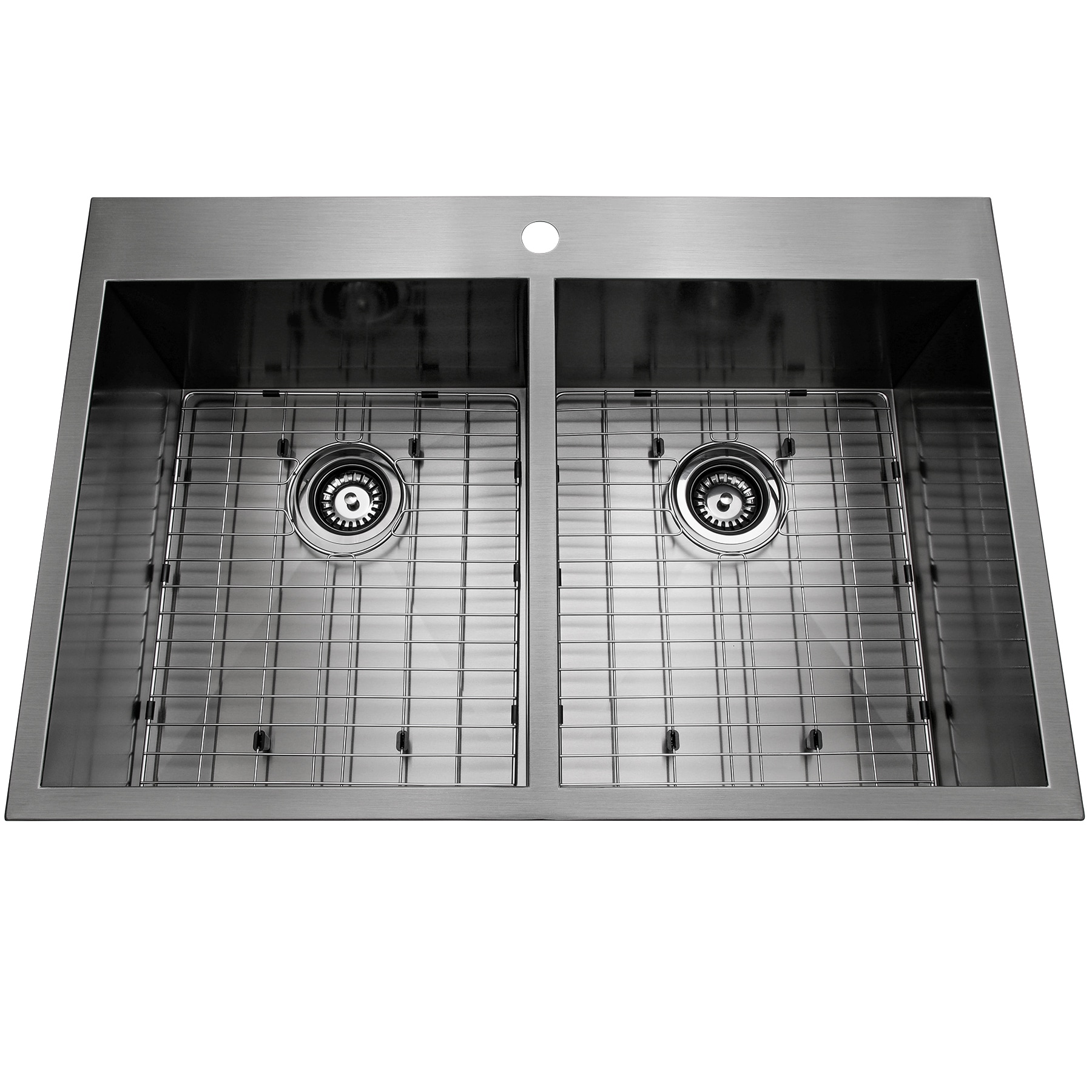 AKDY Drop-in 33-Inches x 22-Inches Stainless steel Double equal bowl 1-Hole 18 -Gauge Kitchen Sink All-in-One Kit