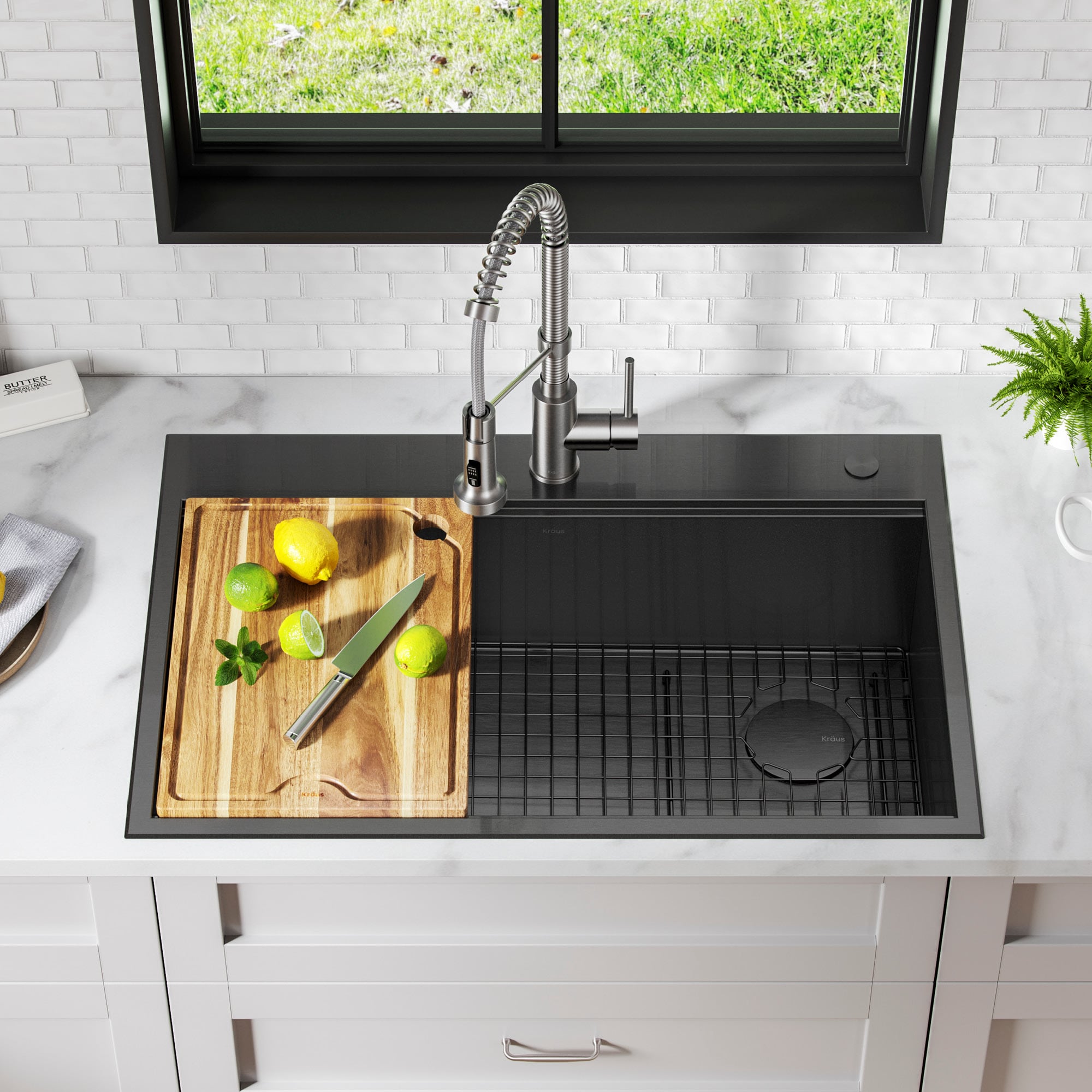 Kraus Kore Dual-mount 33-Inches x 22-Inches Stainless steel Single bowl 16 -Gauge Workstation Kitchen Sink