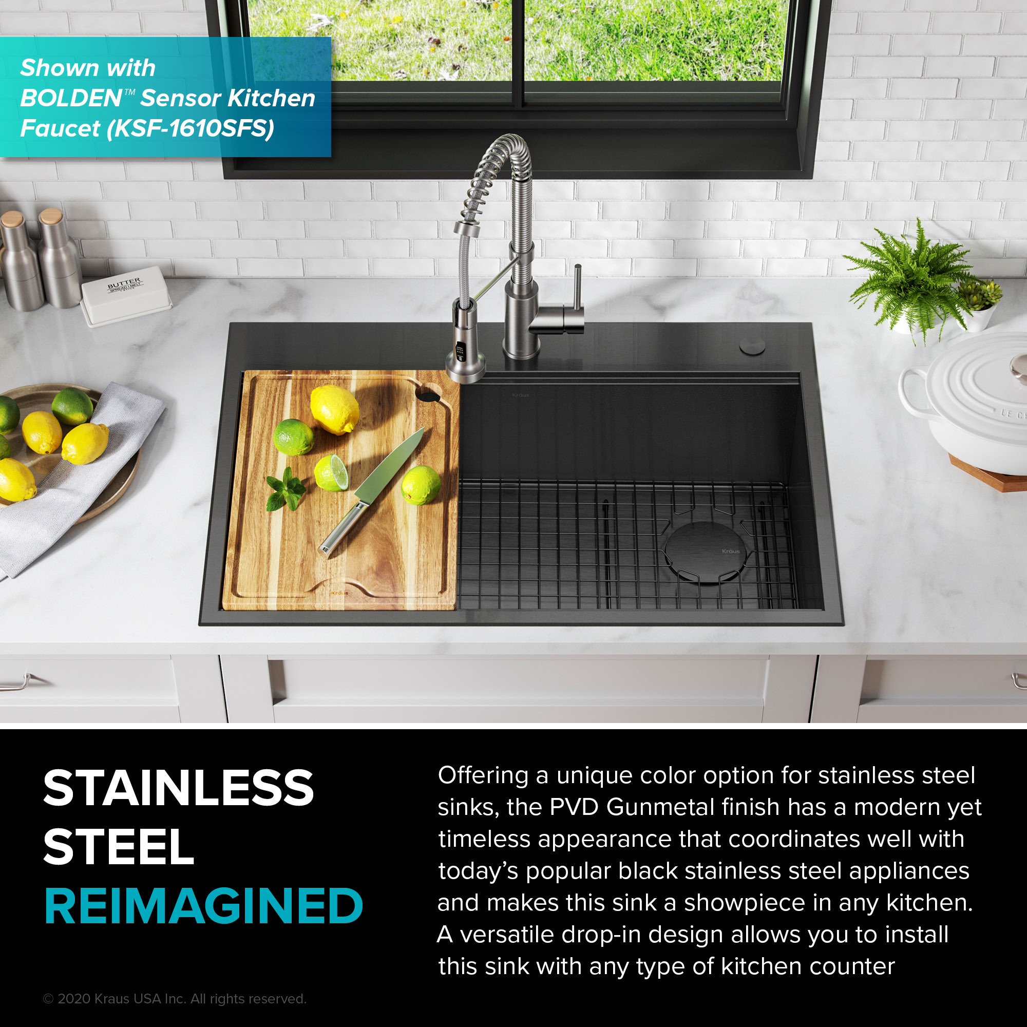 Kraus Kore Dual-mount 33-Inches x 22-Inches Stainless steel Single bowl 16 -Gauge Workstation Kitchen Sink