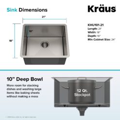 Kraus Standart PRO Undermount 21-Inches x 18-Inches Stainless steel Single bowl 16 -Gauge Kitchen Sink