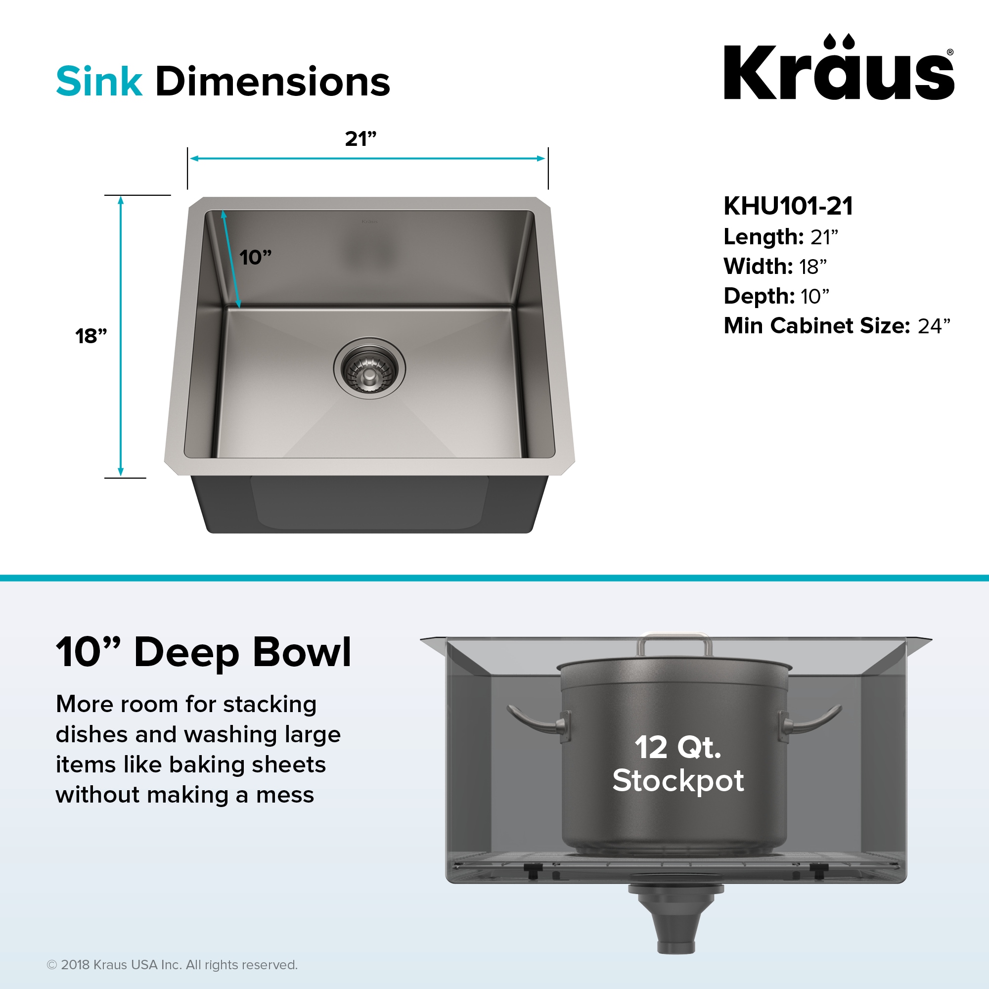 Kraus Standart PRO Undermount 21-Inches x 18-Inches Stainless steel Single bowl 16 -Gauge Kitchen Sink