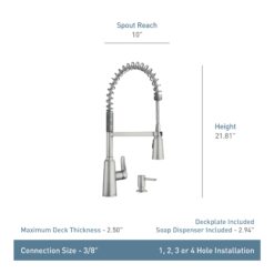 Moen Edwyn Chrome Single Handle Deck-mount Pull-down Kitchen Faucet with Sprayer ( Deck Plate Included ) (Soap Dispenser Included)