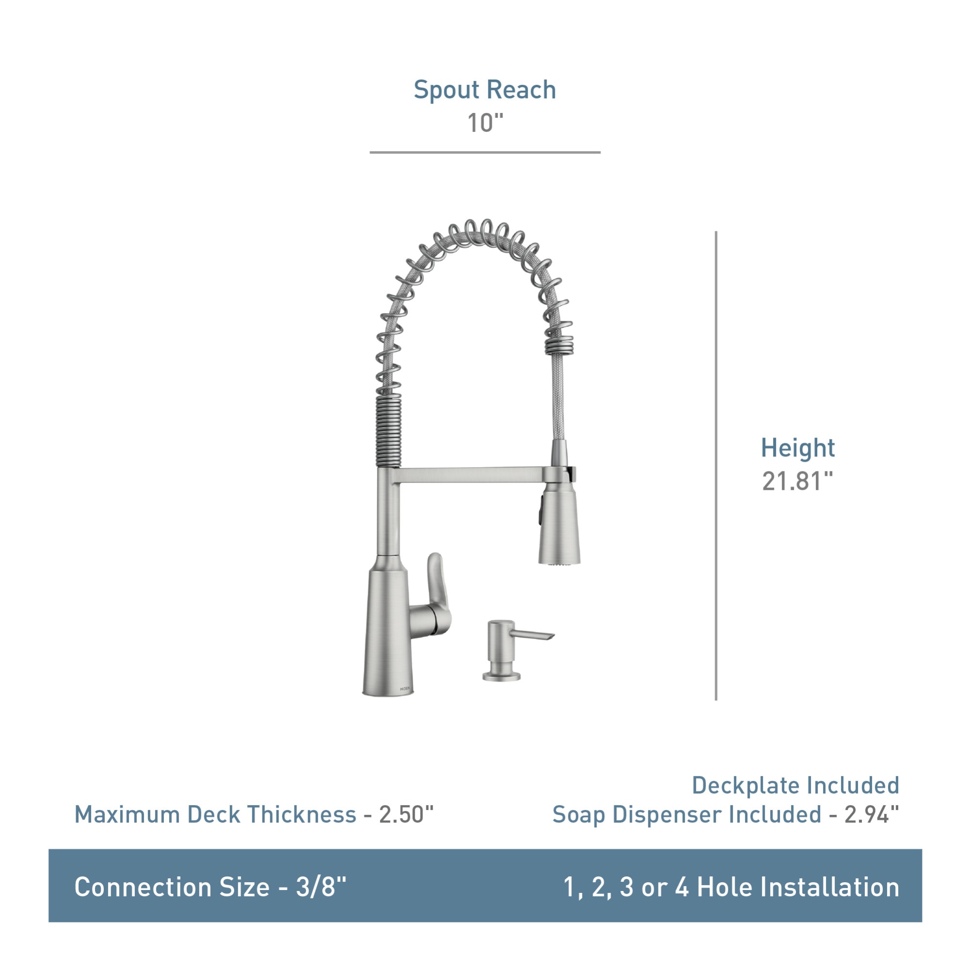 Moen Edwyn Chrome Single Handle Deck-mount Pull-down Kitchen Faucet with Sprayer ( Deck Plate Included ) (Soap Dispenser Included)