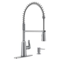 Moen Edwyn Chrome Single Handle Deck-mount Pull-down Kitchen Faucet with Sprayer ( Deck Plate Included ) (Soap Dispenser Included)