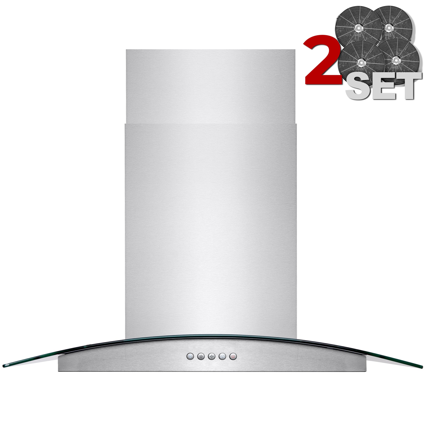 AKDY 30 inch Convertible 343-CFM Stainless steel Island Range Hood with Charcoal Filter